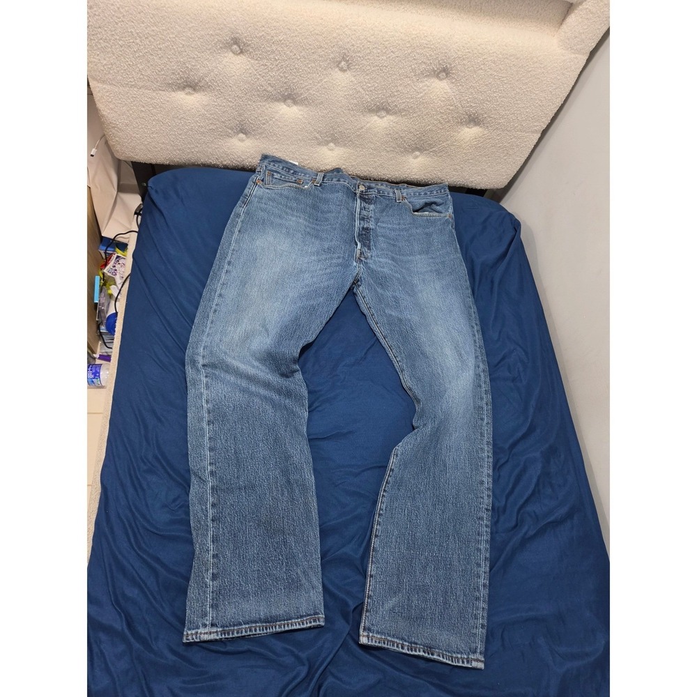 Levis 501 Original Fit Jeans Mens 40x32 Blue Denim Straight Leg Button Fly